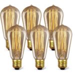 6 Pack Old Fashioned Edison Light Bulbs 2200K Warm Glow Dimmable for Perfect Ambiance