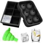 2 in 1 Pack custom round ball Whiskey Beer 6 giant cubes large silicone ice cube tray mold for Kitchen Party Bar