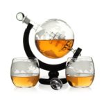 Whisky Globe Decanter Glass Whiskey Decanter With Two Glasses